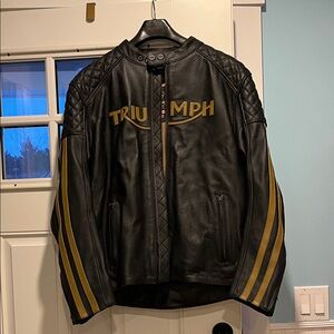Triumph Men's Black and Gold Performance Jacket or Biker Jacket